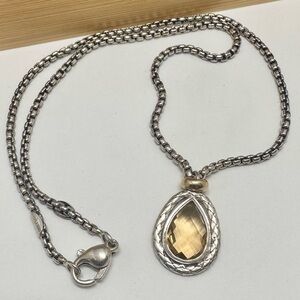 ALISA ITALY Sterling 18K Yellow Gold Citrine Traversa Circle Rondelle Necklace